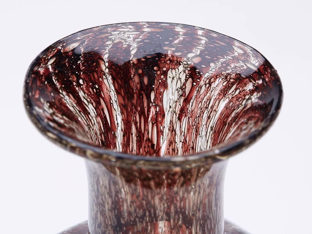 Milieu du XXe siècle Vase en verre d'art Efeso marron vintage Ercole Barovier, vers 1968 en vente