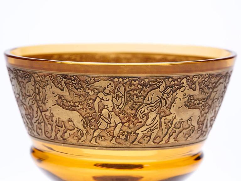 Moser Acid Etched Classical Figure Amber Glass Bowl Circa 1920 At 1stdibs