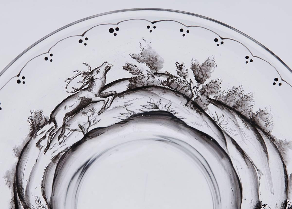 Bol en verre Schwarzlot de Josef Lenhardt Steinschonau, 19e-20e siècle Bon état - En vente à Bishop's Stortford, Hertfordshire
