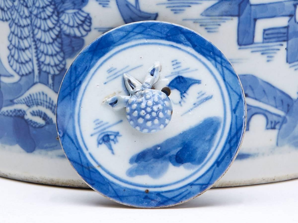 Chinese Qing Blue and White Hand-Painted Teapot 18th-19th Century 3