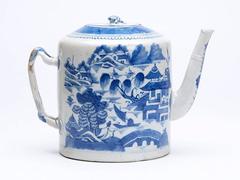 Chinese Qing Blue and White Hand-Painted Teapot 18th-19th Century