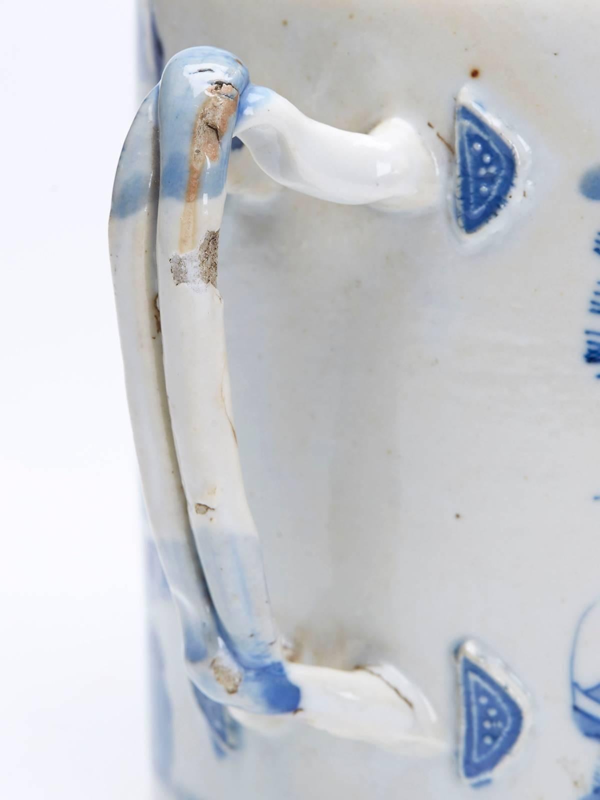 Chinese Qing Blue and White Hand-Painted Teapot 18th-19th Century 1
