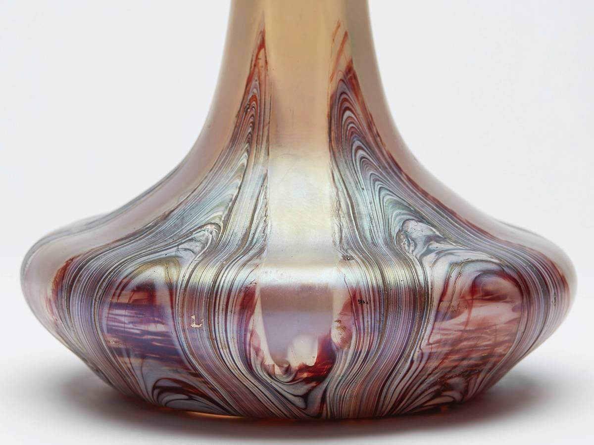 Kralik Marbled Opalescent Art Glass Bottle Vase, circa 1900 In Good Condition In Bishop's Stortford, Hertfordshire