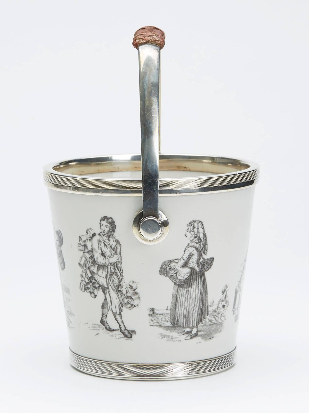 European Scandinavian Silver Mounted Figural Ice Bucket
