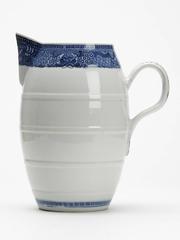 Antique Chinese White and Blue Qianlong Barrel Shaped Jug 18th Century