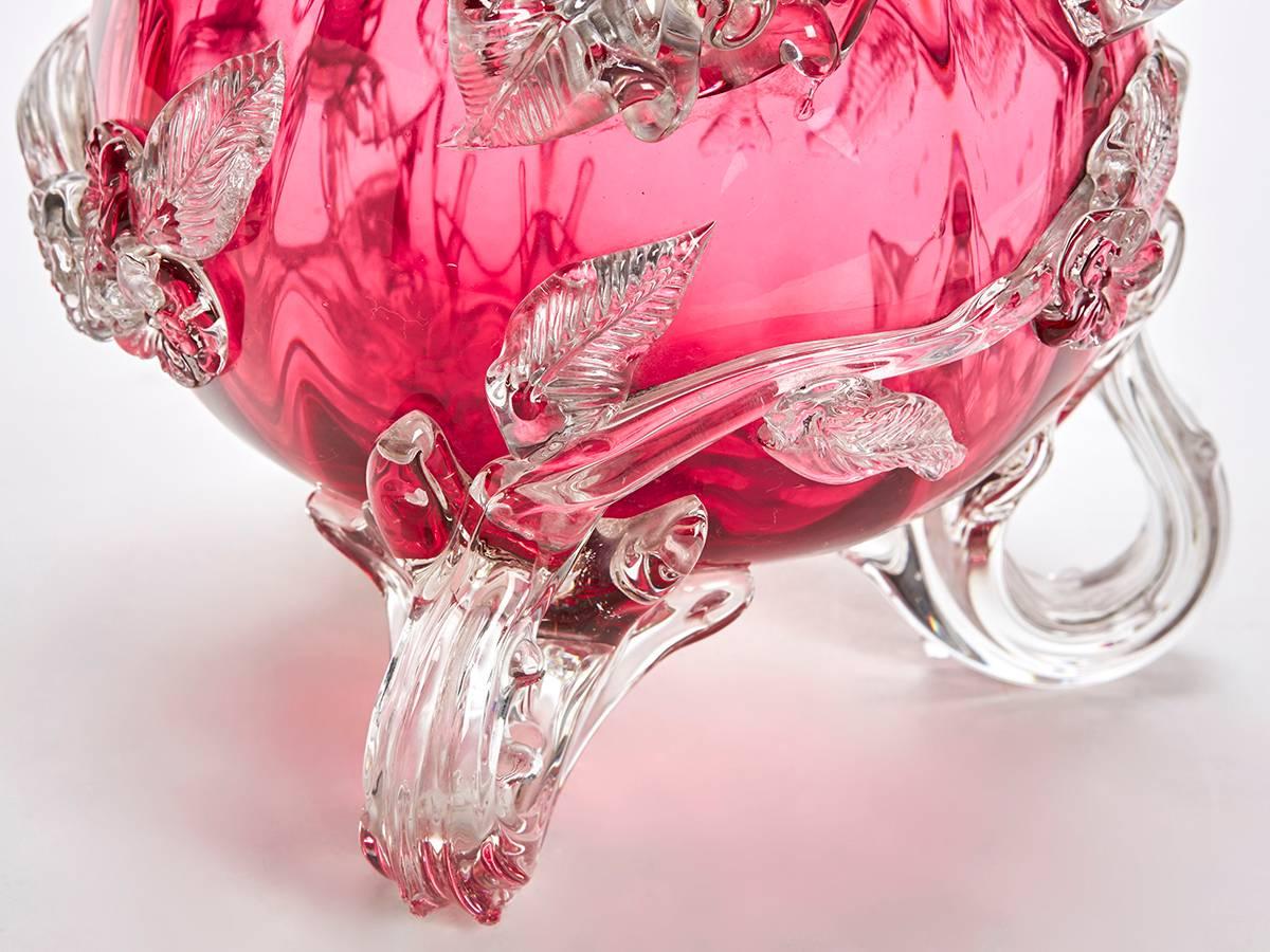 cranberry glass basket