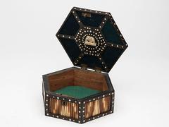 Antique Ceylonese Hexagonal Porcupine Quill Box, 19th Century