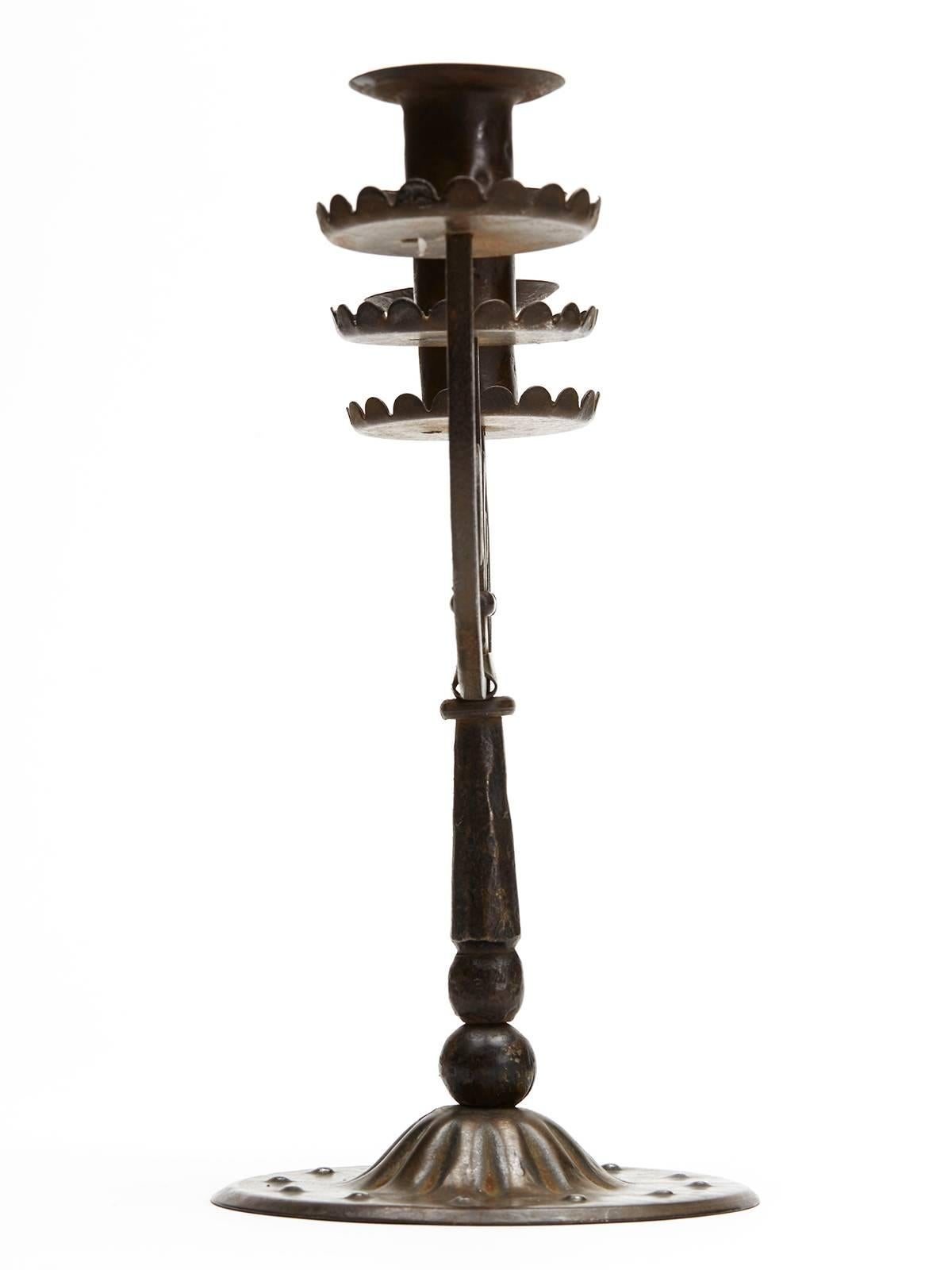 Iron Viennese Secessionist Hugo Berger Candlestick, circa 1900 For Sale