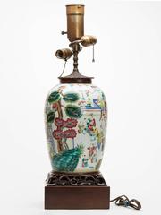 Antique Chinese Famille Rose Lamp Base, 19th Century
