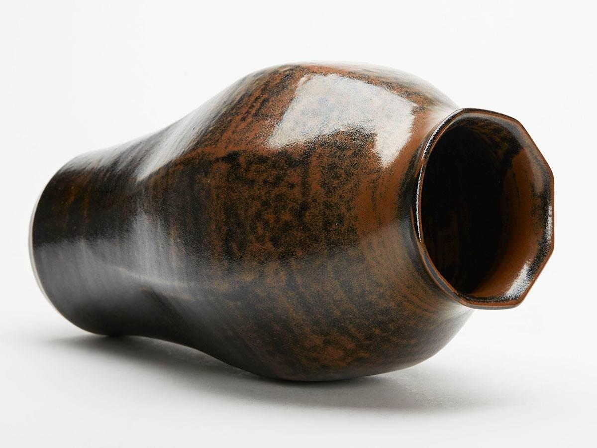 Vintage Ken Halsall Tenmoku Glazed Studio Vase 20th Century In Excellent Condition In Bishop's Stortford, Hertfordshire