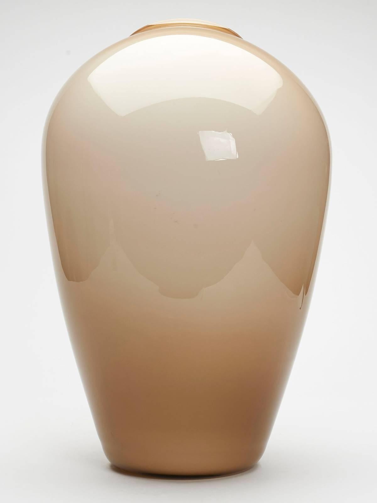 German Large Vintage Schott Zweisel Overlay Glass Vase 20th Century For Sale