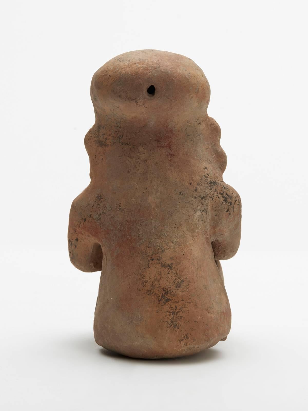 18th Century and Earlier Pre Columbian Jamacoaque Pottery Seated Figure 200BC-200AD