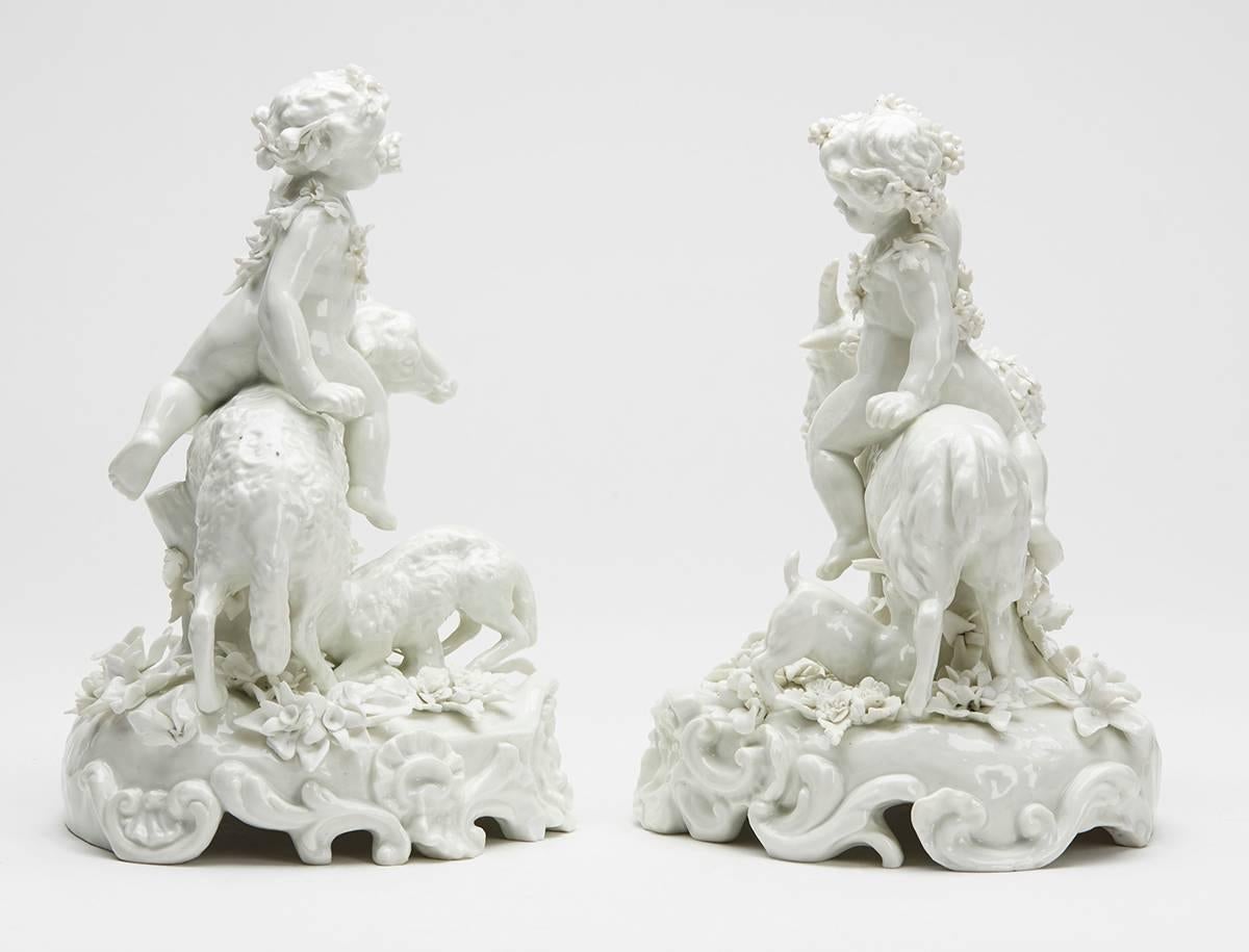 Austrian Pair of Antique Vienna Blanc De Chine Figure Groups, 19th Century