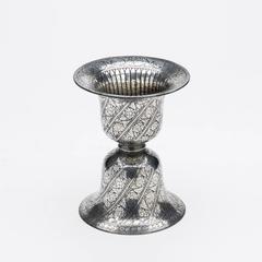 Antique Indian Silver Inlaid Bidriware Spittoon 19th Century