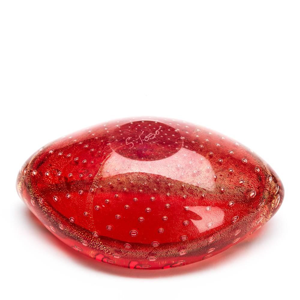 Vintage Murano Lips Red Glass Bowl Stefano Toso, circa 1970 1