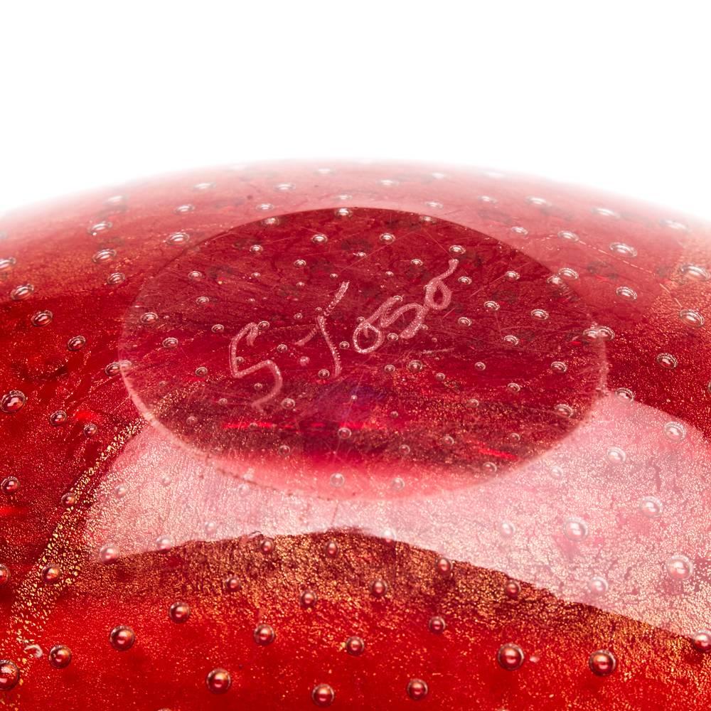 Vintage Murano Lips Red Glass Bowl Stefano Toso, circa 1970 2