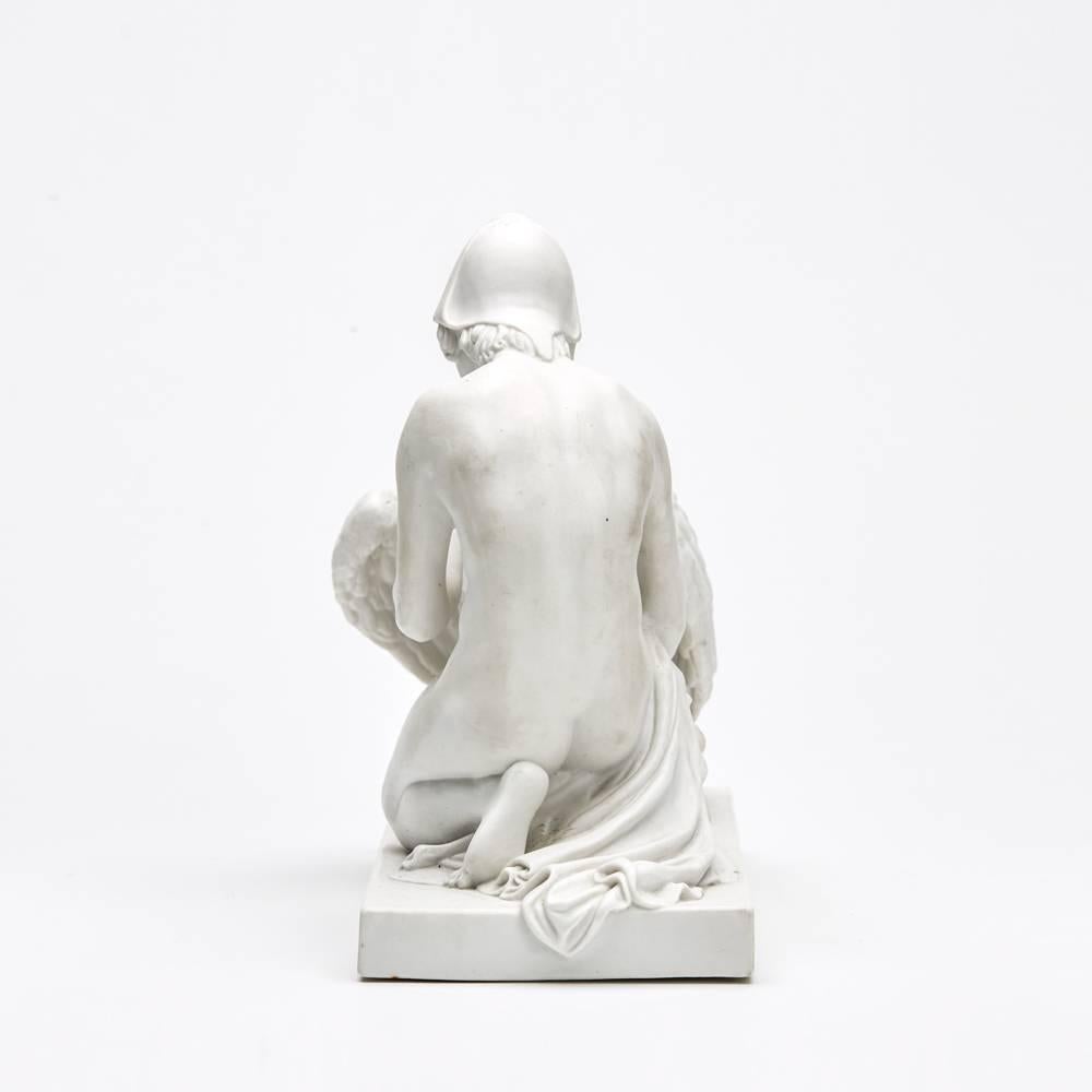 A stunning and scarce antique Danish Royal Copenhagen Zeus and Ganymede white parian figure by the acclaimed neoclassical sculptor Bertel Thorvaldsen. The figure shows Ganymede (the gods’ cupbearer) serving water in a drinking vessel to Zeus (the