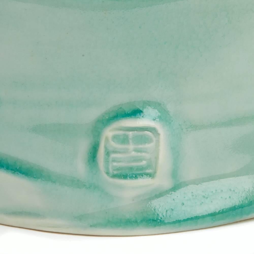 Late 20th Century Colin Pearson British Studio Pottery Turquoise Vessel For Sale