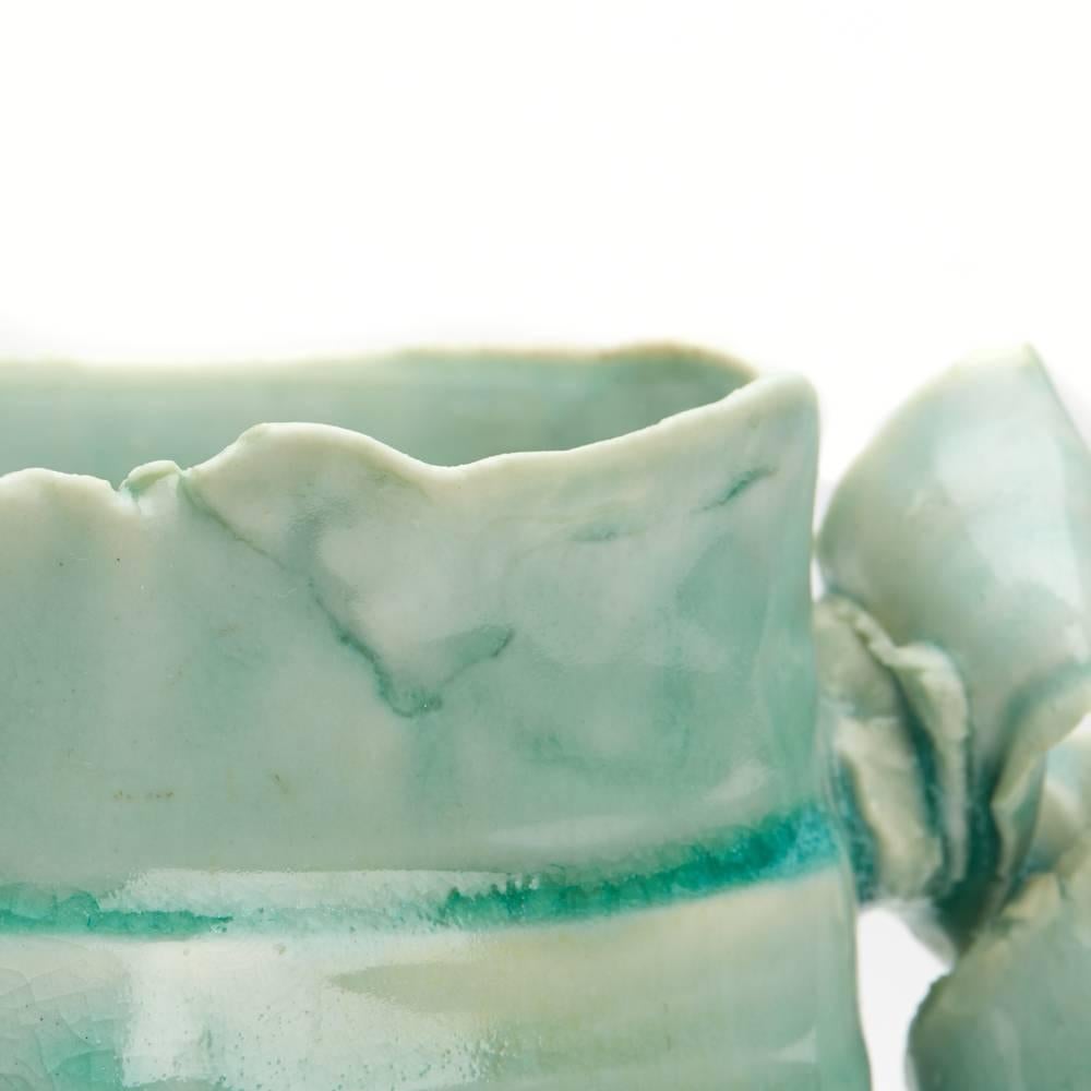 Glazed Colin Pearson British Studio Pottery Turquoise Vessel For Sale