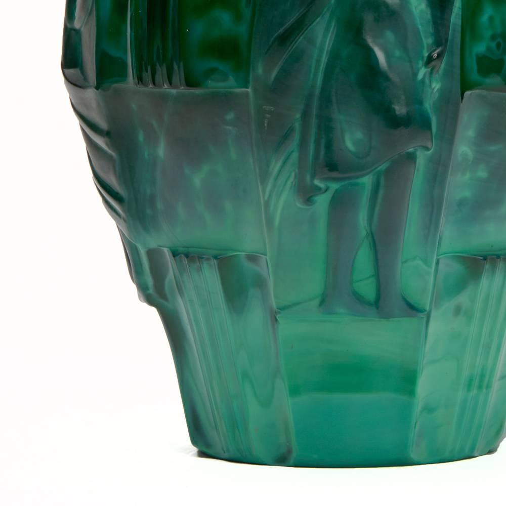 Artur Pleva Curt Schlevogt Art Deco Malachite Glass Vase 3