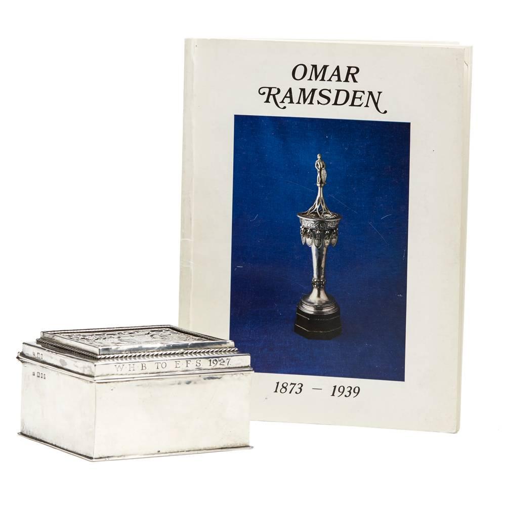 English Omar Ramsden Arts & Crafts Silver and Enamel Box, 1926