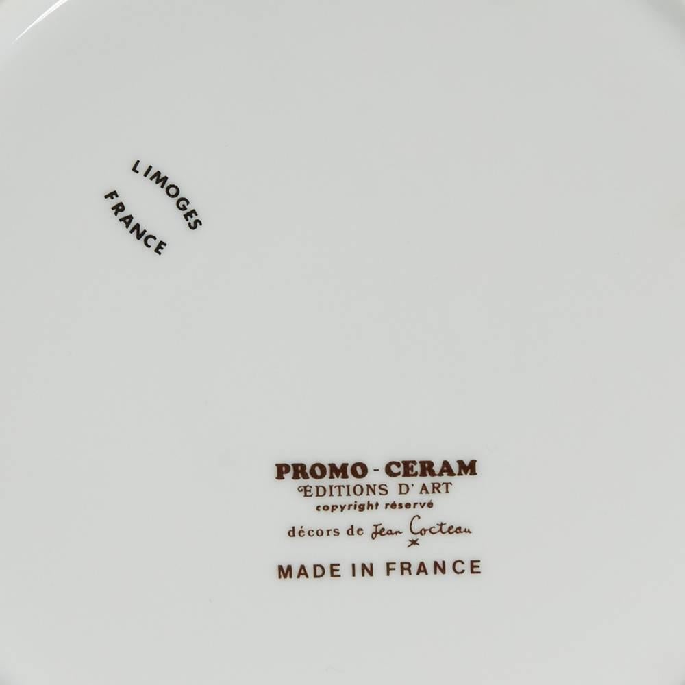 Glazed Jean Cocteau Limoges Edition D'art Plate Dated 1951