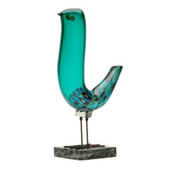Vintage Alessandro Pianon Murano 'Pulcini' Turquoise Glass Bird, circa 1964