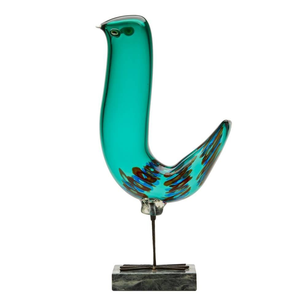 PLEASE NOTE: This piece is currently located in our Amsterdam office, please enquire for delivery times. 

A rare vintage Italian Murano Alessandro Pianon 'Pulcini' sculptural glass bird designed by Vetreria Vistosi. The hollow blown stylised