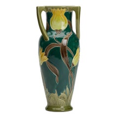 Art Nouveau Burmantofts Faience Handled Tulip Vase