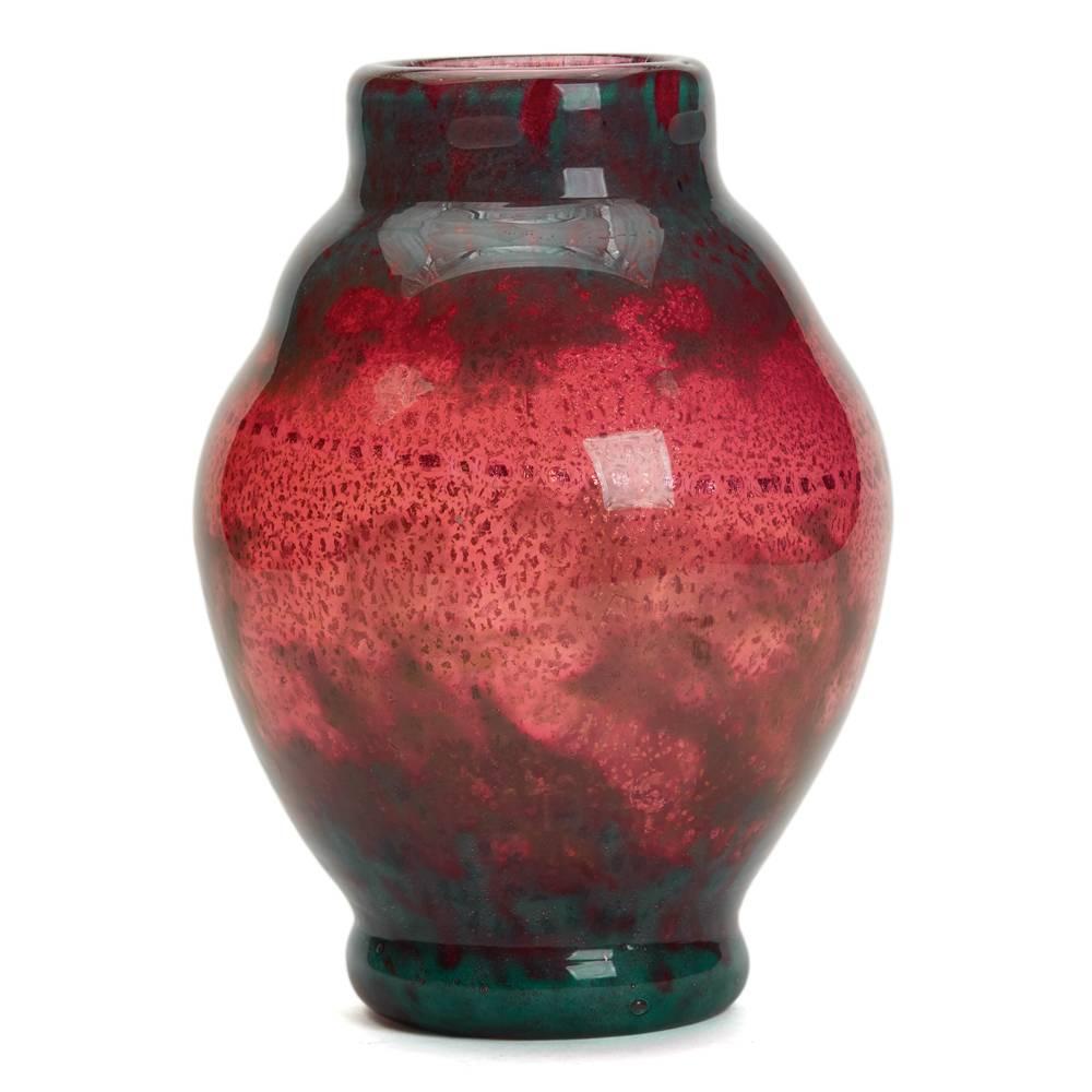 French Muller Freres Lunneville Intercalaire Art Glass Vase, circa 1910