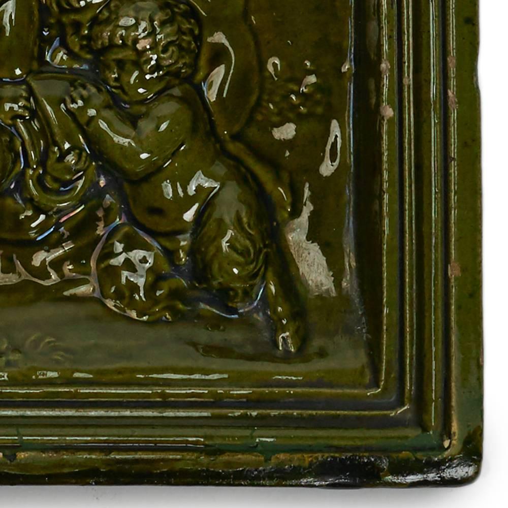 Smaltato Mattonella smaltata Burmantofts Faience Bacchanalian Green in vendita
