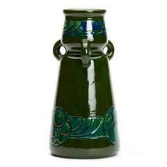 Burmantofts Faience Loop Handled Patterned Vase