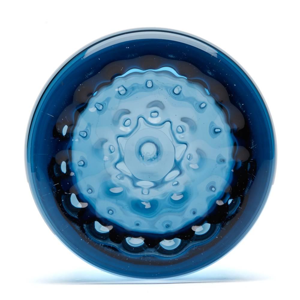 Modern Vintage Wedgwood Blue Glass Decanter, circa 1969