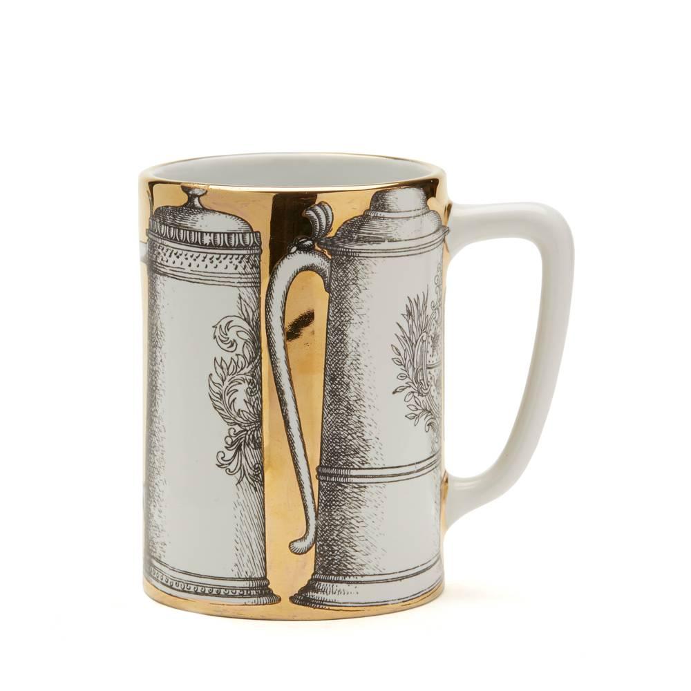 Vintage Italian Fornasetti Mug Decorated with Beer Steins In Good Condition In Bishop's Stortford, Hertfordshire