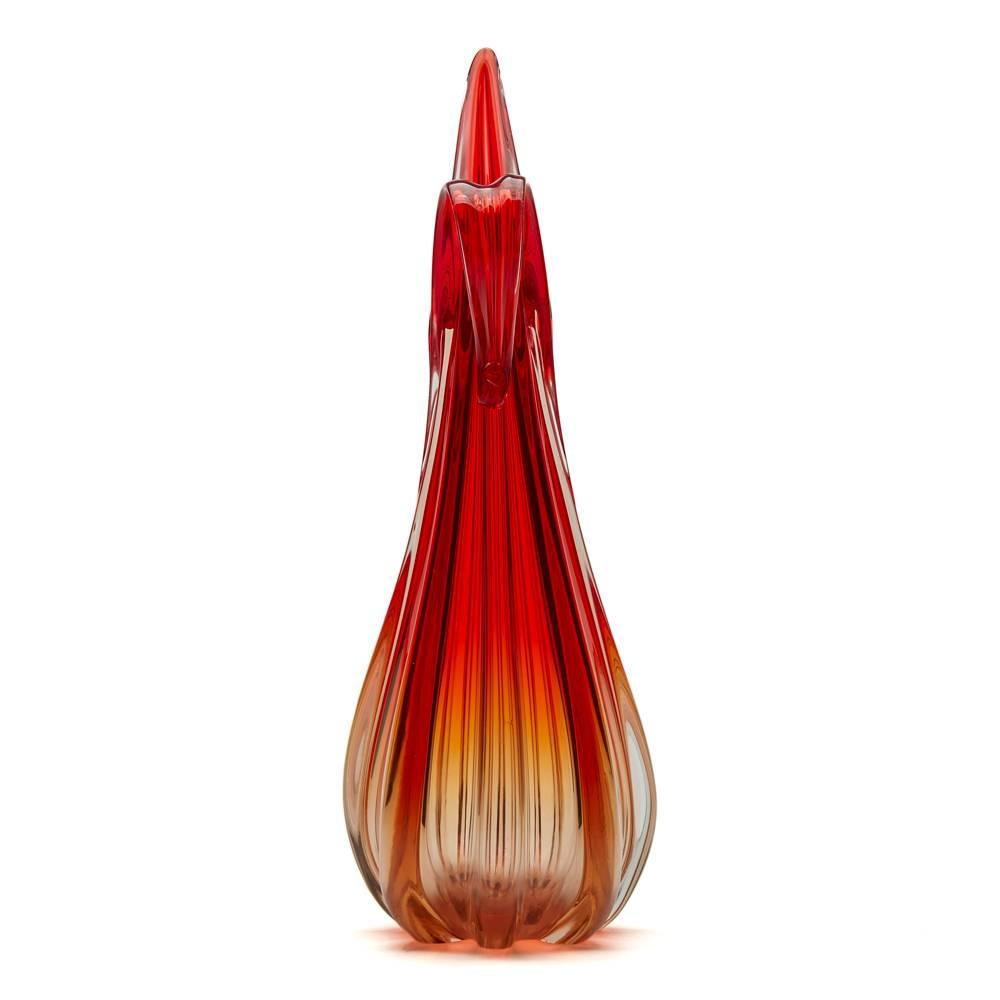 Ercole Barovier & Toso Murano Red Art Glass Pitcher Vase In Excellent Condition In Bishop's Stortford, Hertfordshire