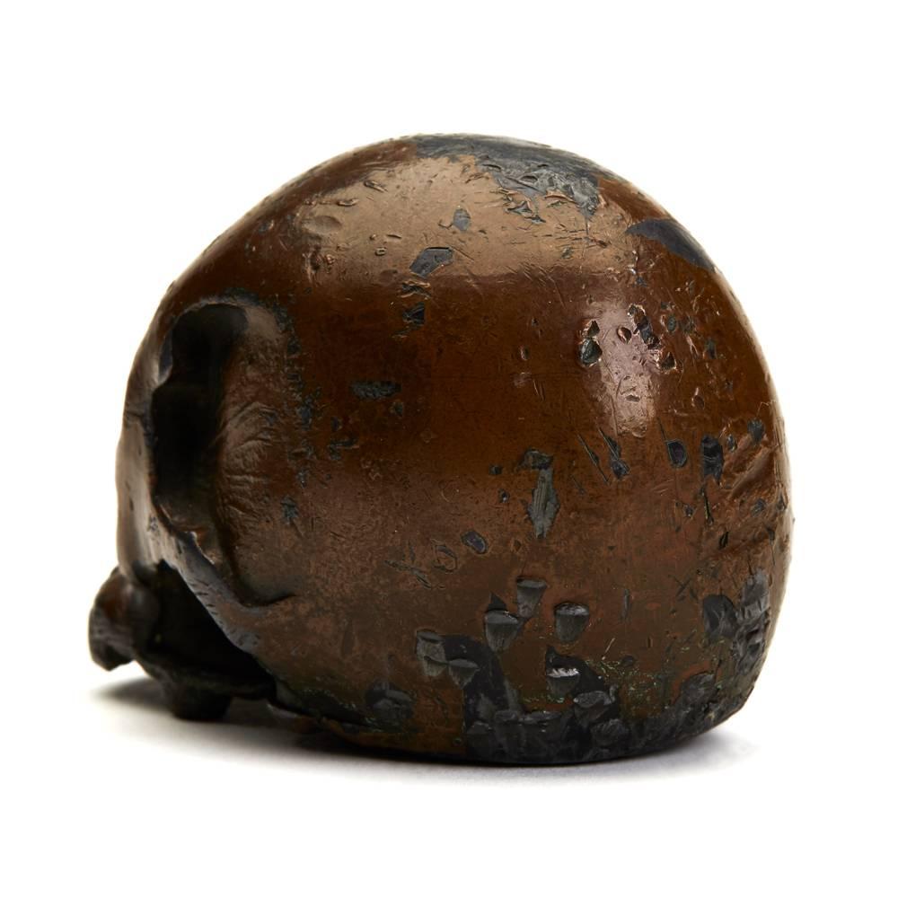 Japanese Meiji Lacquered Antimony Human Skull Okimono, 19th Century 1