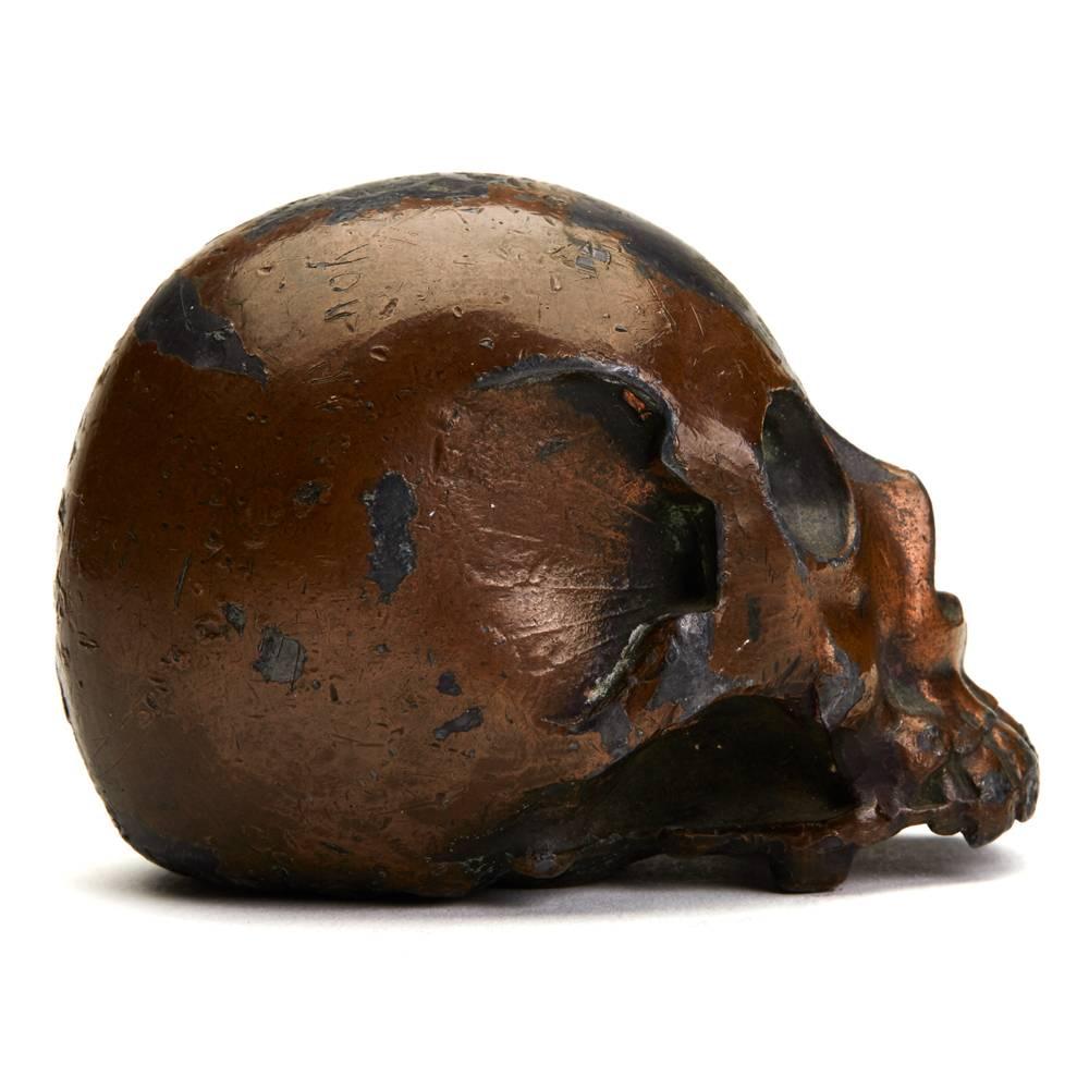 Japanese Meiji Lacquered Antimony Human Skull Okimono, 19th Century In Fair Condition In Bishop's Stortford, Hertfordshire