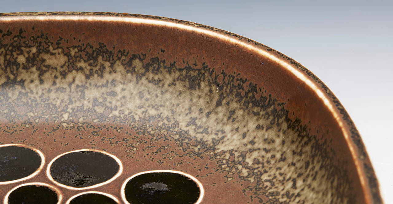Glazed Vintage Swedish Hertha Bengtson for Rörstrand Art Pottery Bowl, 20th Century For Sale