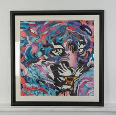 Original Painting On Silk, "Tiger" By Winifred Jagger
