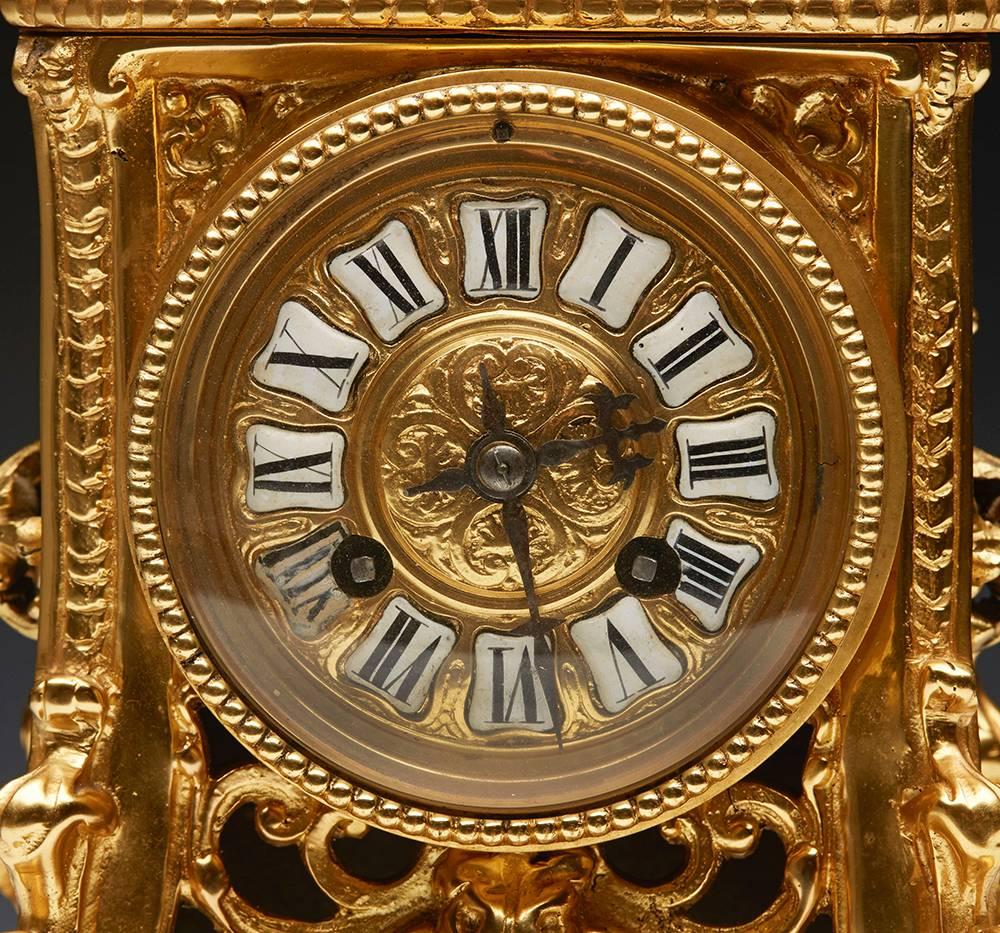 Antique French Gold Ormolu Mantel Clock, 19th Century In Excellent Condition In Bishop's Stortford, Hertfordshire