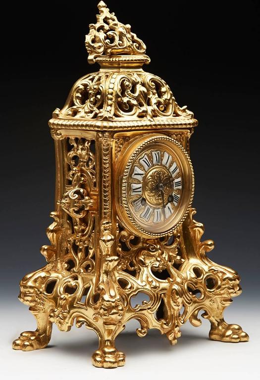 Antique French Gold Ormolu Mantel Clock, 19th Century at 1stDibs