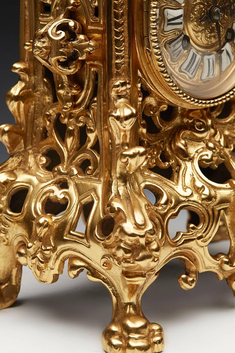 Antique French Gold Ormolu Mantel Clock, 19th Century 1