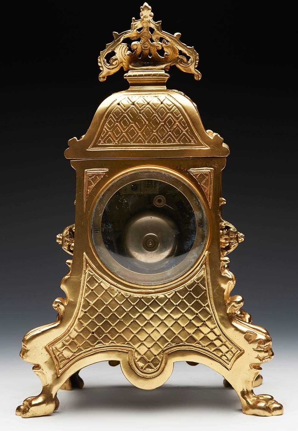 Antique French Gold Ormolu Mantel Clock, 19th Century 4