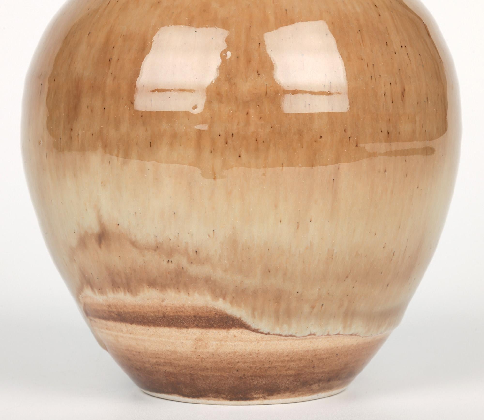 English Roy Newman Pear Tree Pottery Stunning Studio Vase For Sale