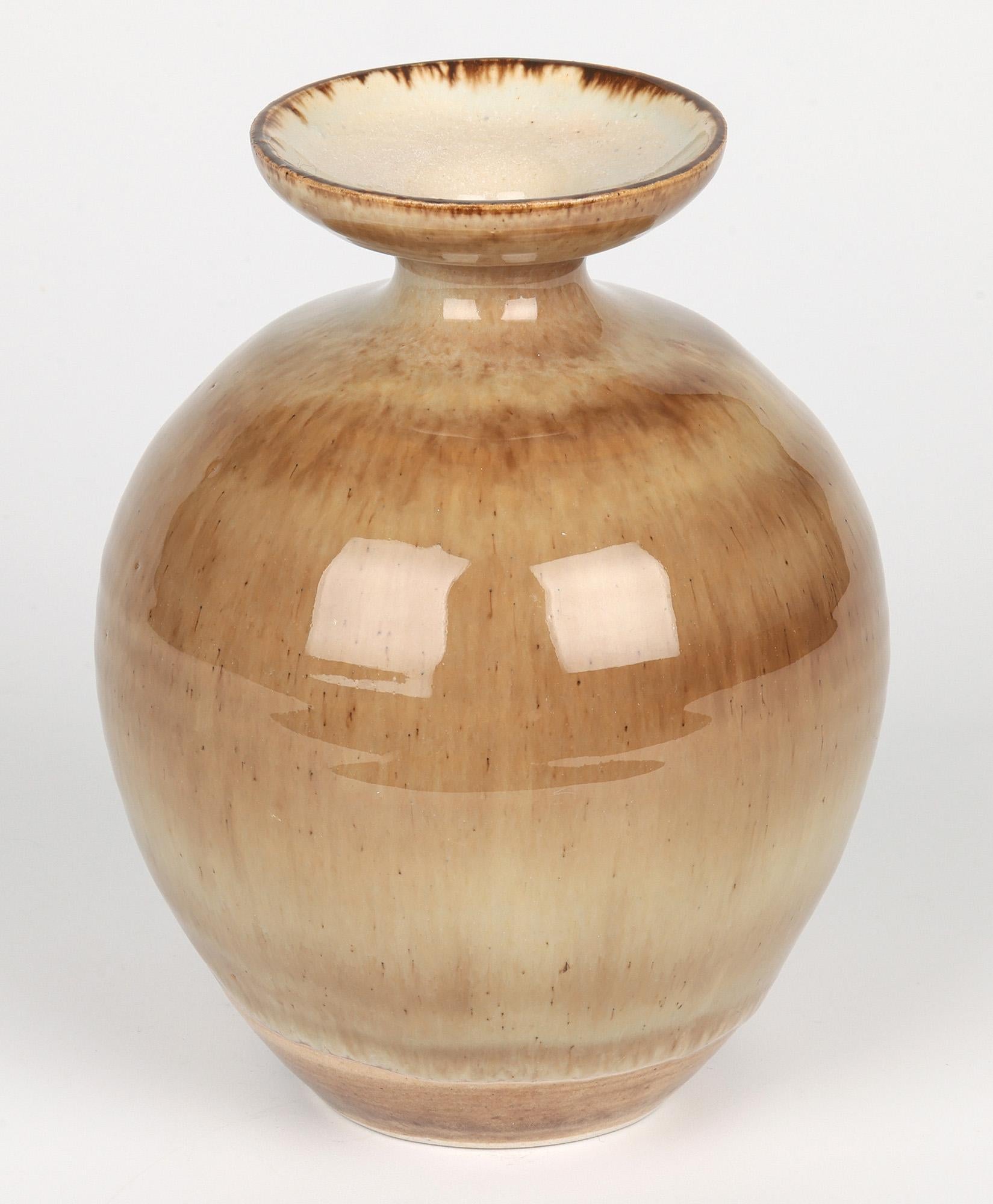 Stoneware Roy Newman Pear Tree Pottery Stunning Studio Vase For Sale