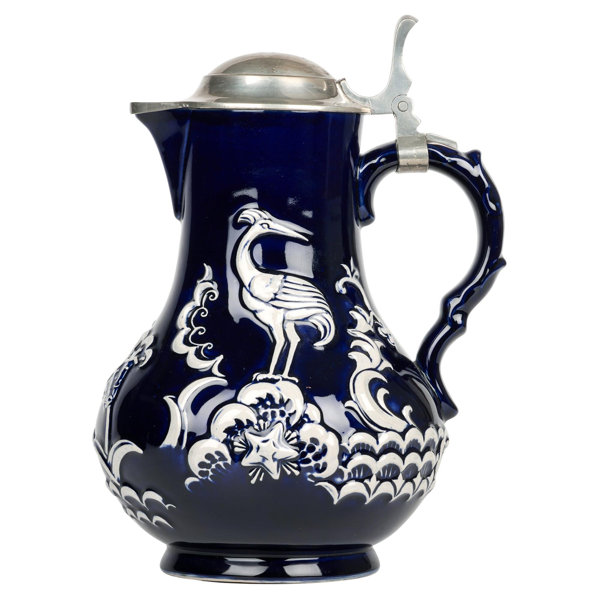 Reinhold Merkelbach Art Deco German Art Pottery Lidded Jug For Sale