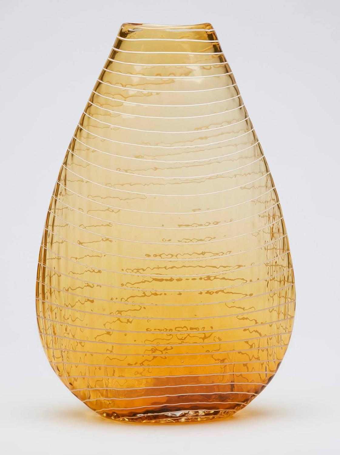 Vintage Italian Amber White Trailed Art Glass Vase, circa 1960 at 1stdibs