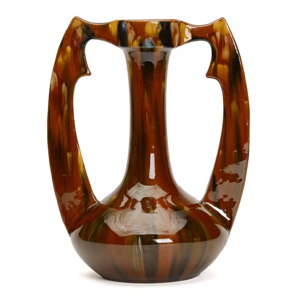 Glazed Art Nouveau French Clement Massier Vase, 19th Century For Sale