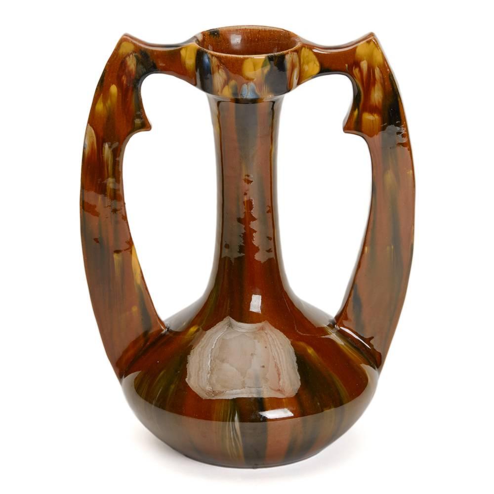 Earthenware Art Nouveau French Clement Massier Vase, 19th Century For Sale