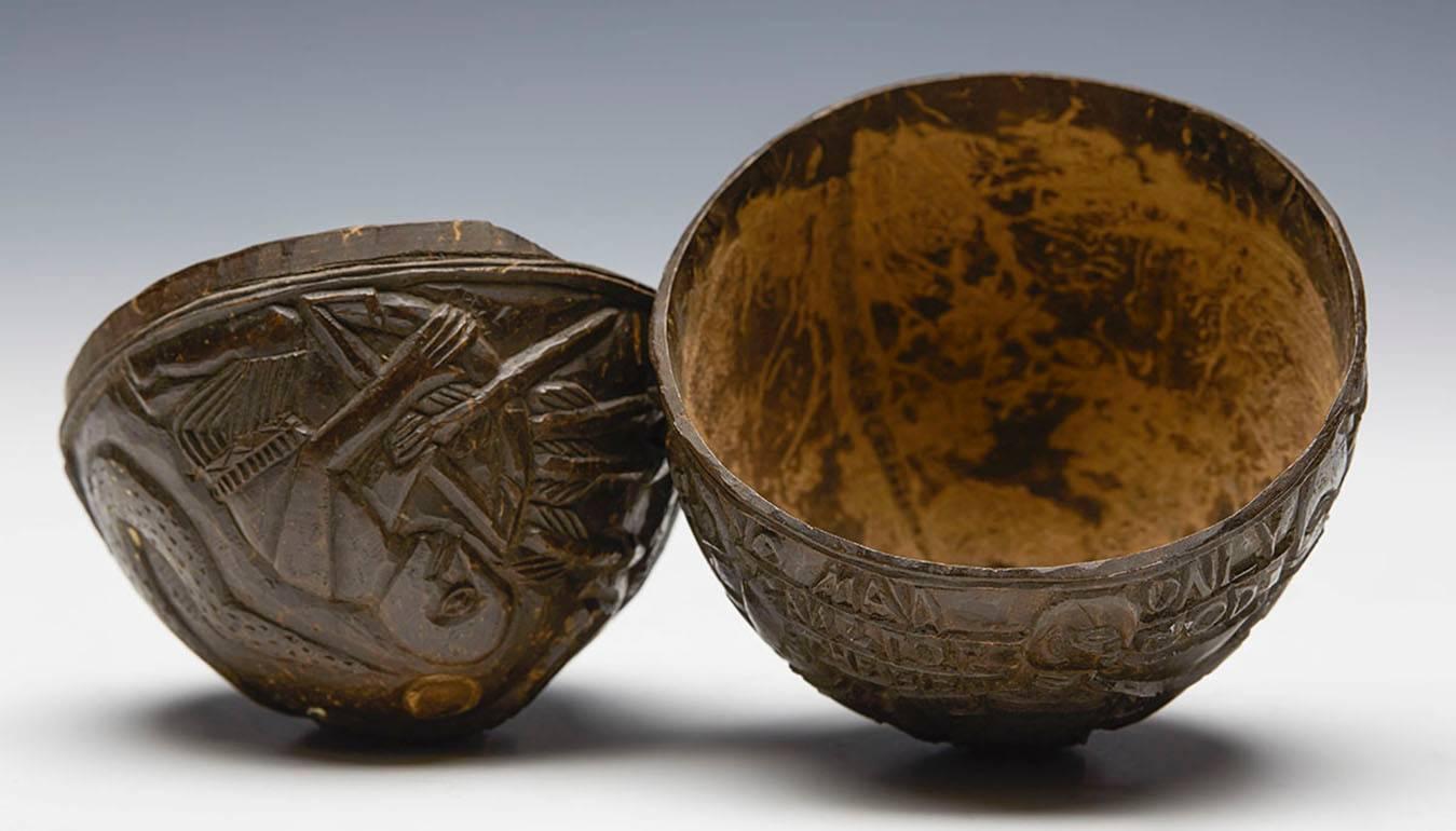 Antike Benin-Schnitzerei aus Kokosnussholz mit Provenienz, frühes 20. Jahrhundert im Angebot 2
